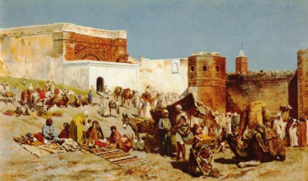 Open Market, Morocco by Edwin Lord Weeks Oil Painting Reproductions