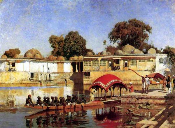 Palace And Lake At Sarket-ahmedabad, India by Edwin Lord Weeks