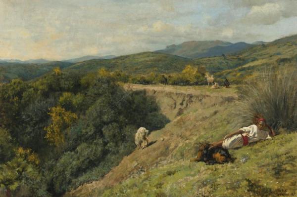 Shepherd On A Hill, Tetuan by Edwin Lord Weeks