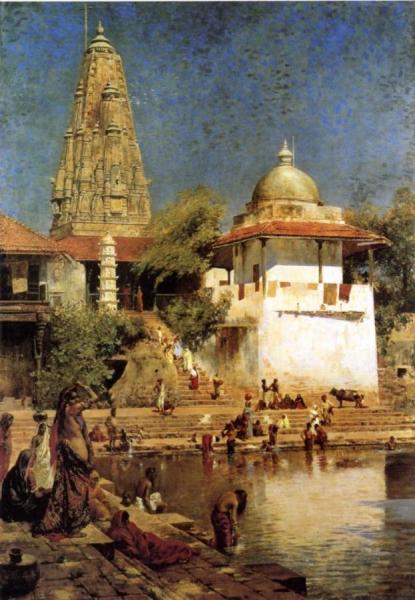 The Temples And Tank Of Walkeshwar At Bombay by Edwin Lord Weeks