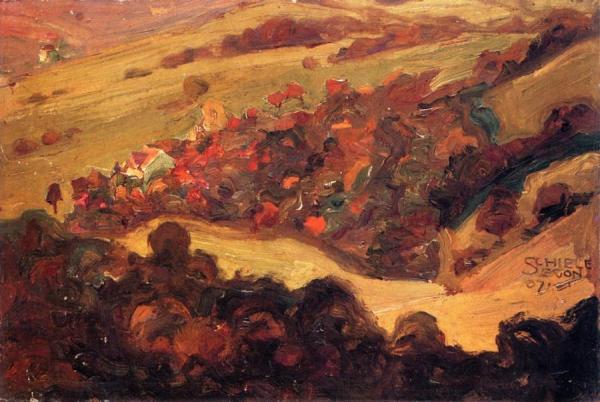 Autumn Landscape by Egon Schiele Oil Painting Reproductions