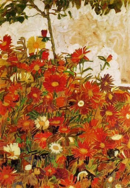 Field Of Flowers by Egon Schiele