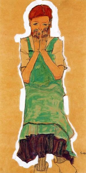 Girl With Green Pinafore by Egon Schiele