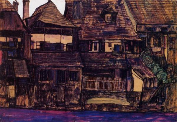 Houses On The Moldau, Krumau by Egon Schiele