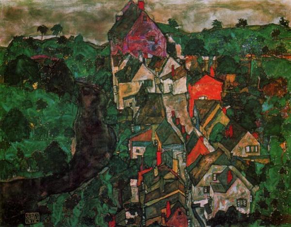 Krumau Landscape by Egon Schiele Oil Painting Reproductions