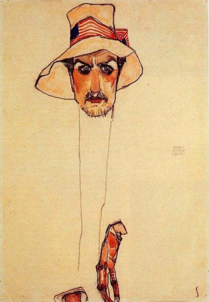 Portrait Of A Man With A Floppy Hat by Egon Schiele Oil Painting Reproductions
