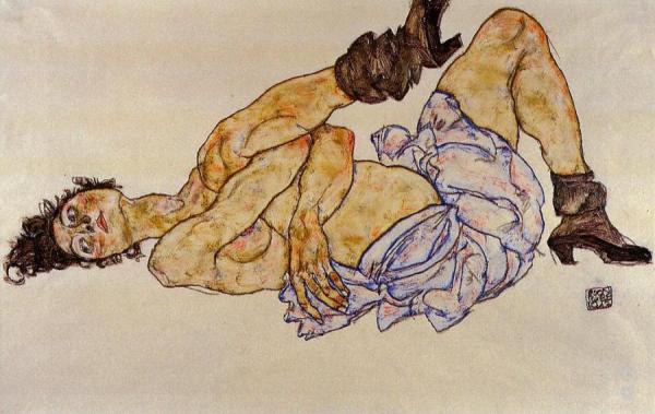 Reclining Female Nude by Egon Schiele