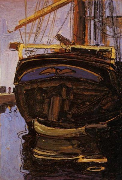 Sailing Ship With Dinghy by Egon Schiele