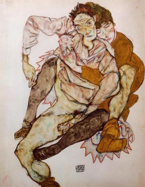 Seated Couple by Egon Schiele