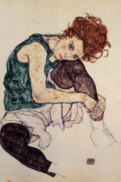 Seated Woman With Bent Knee by Egon Schiele