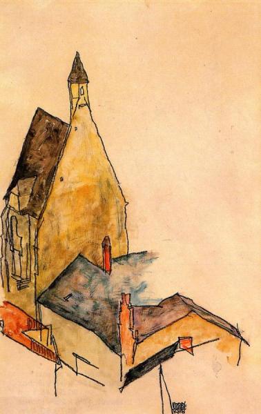 Spitalskirche, Molding by Egon Schiele