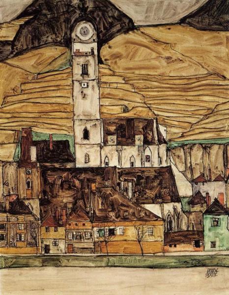 Stein On The Danube (small Version) by Egon Schiele
