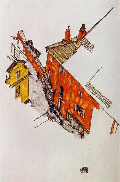 Street In Krumau by Egon Schiele