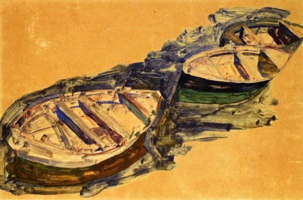 Three Rowboats by Egon Schiele Oil Painting Reproductions