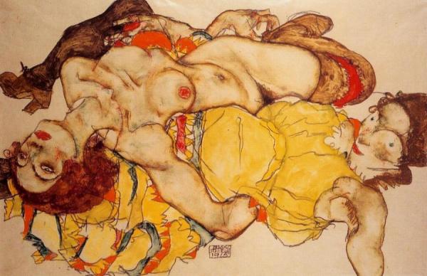 Two Girls Lying Entwined by Egon Schiele