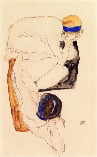 Two Reclining Figures by Egon Schiele