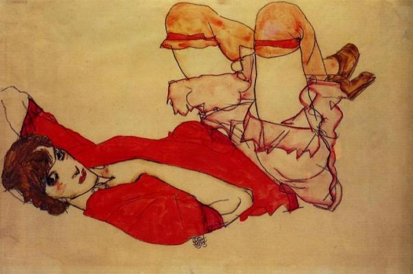Wally With A Red Blouse by Egon Schiele