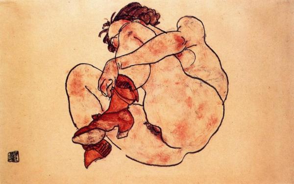 Egon Schiele Woman Crouching