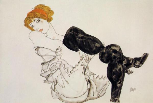 Egon Schiele Woman In Black Stockings