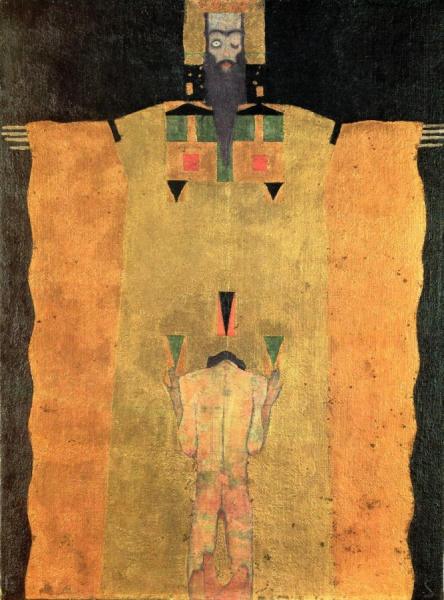 Young Man Kneeling Before God The Father by Egon Schiele