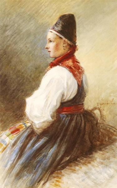 Girl In Folk Costume by Egron Sillif Lundgren