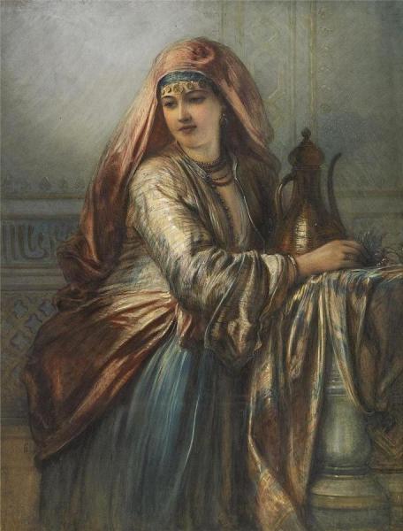 Palace Interior With Oriental Woman by Egron Sillif Lundgren Oil Painting Reproductions