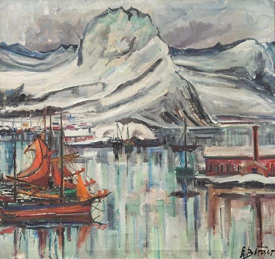 Fishing Village, Lofoten by Einar Halvdan Berger Oil Painting Reproductions