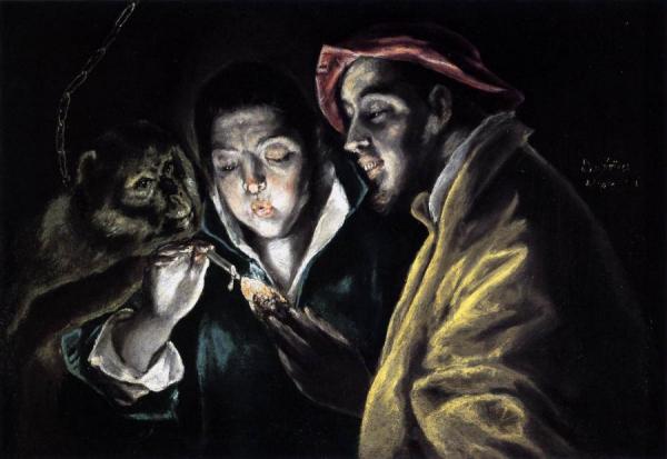 An Allegory With A Boy Lighting A Candle In The Company Of An Ape And A Fool by El Greco