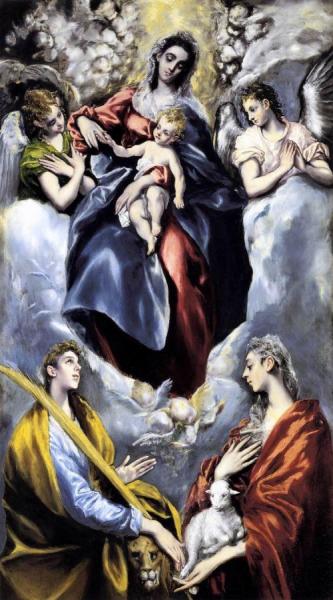 The Virgin And Child With St Martina And St Agnes by El Greco Oil Painting Reproductions