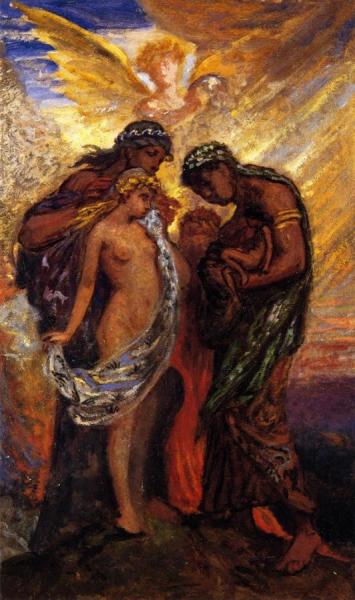 Elements Gazing On The First Man by Elihu Vedder