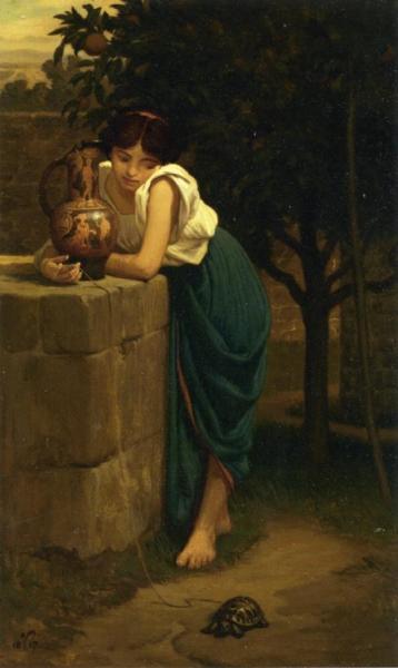 Etruscan Girl With Turtle by Elihu Vedder
