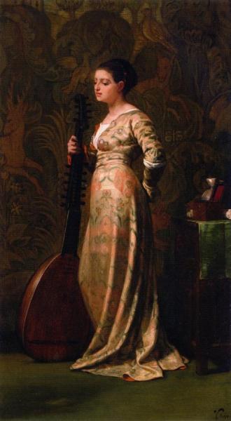 Girl With A Lute by Elihu Vedder