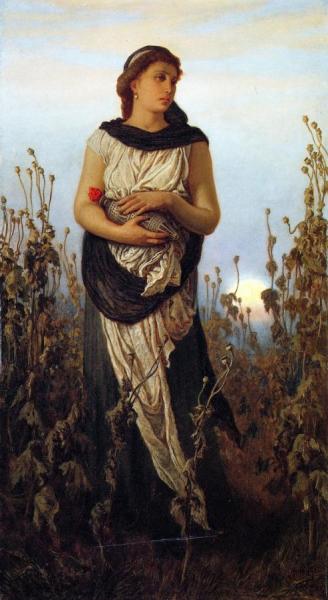 Girl With Poppies by Elihu Vedder