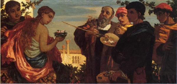 The Artist And Students Before A Model by Elihu Vedder