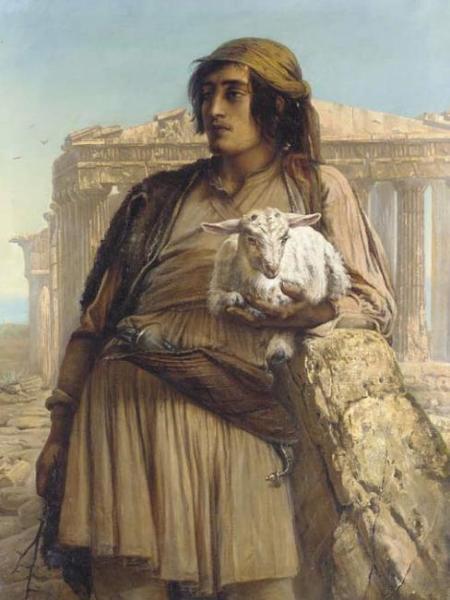 A Shepherd Boy Standing Before The Parthenon by Elisabeth Baumann