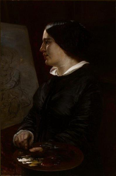 Self-portrait In Front Of The Easel by Elisabeth Baumann