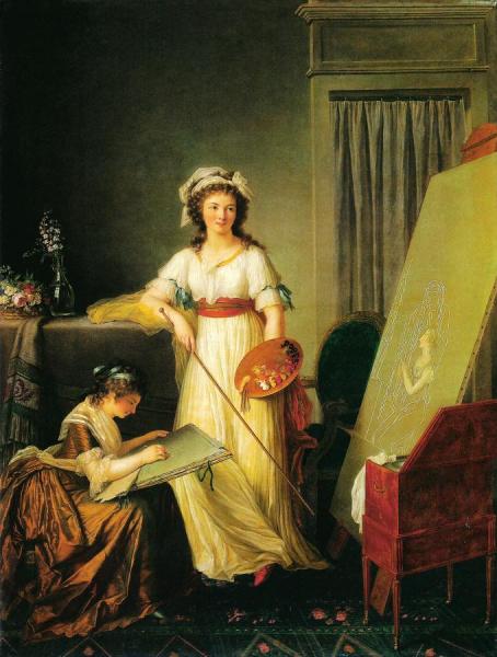 Atelier Of An Artist Or Atelier Of A Painter, Probably Madame Vigée Le Brun (1755-1842), And Her Pupil by Elisabeth-louise Vigee Le Brun
