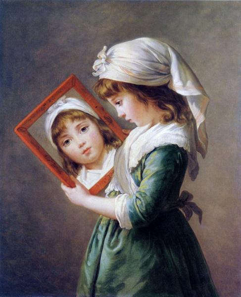 Julie Le Brun With A Mirror by Elisabeth-louise Vigee Le Brun