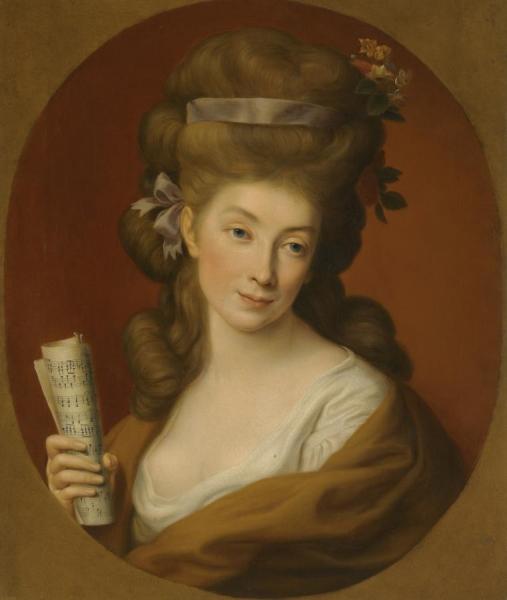 Portrait Of Elisabeta Potocka, Half Length, In A Painted Oval by Elisabeth-louise Vigee Le Brun