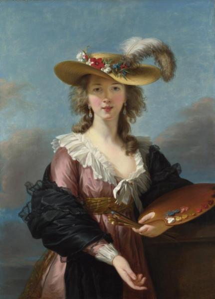 Self-portrait In A Straw Hat by Elisabeth-louise Vigee Le Brun