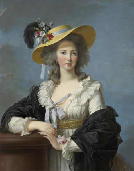 The Duchesse De Polignac Wearing A Straw Hat by Elisabeth-louise Vigee Le Brun