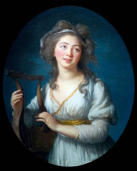 Woman Playing A Lyre by Elisabeth-louise Vigee Le Brun