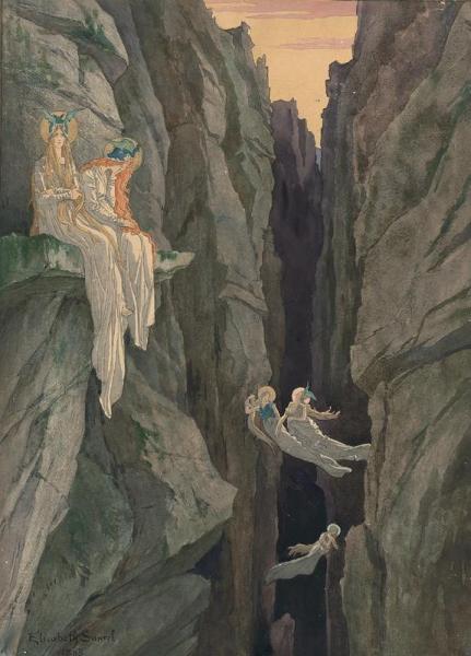 Female Spirits In A Canyon by Elisabeth Sonrel Oil Painting Reproductions