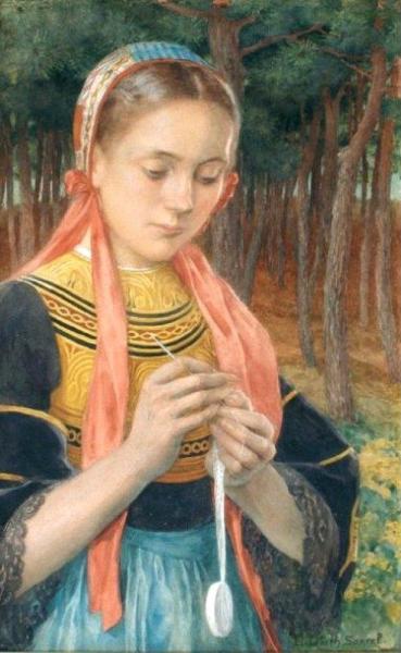 Jeune Dentelière De Pont-l'abbé by Elisabeth Sonrel