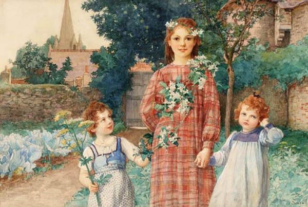 Three Sisters In A Walled Garden by Elisabeth Sonrel