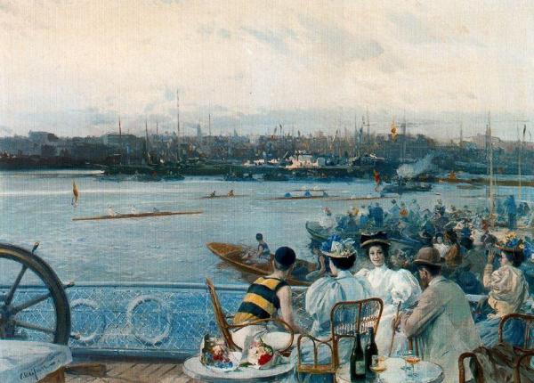 Regatas En El Puerto De Barcelona by Eliseo Meifren I Roig