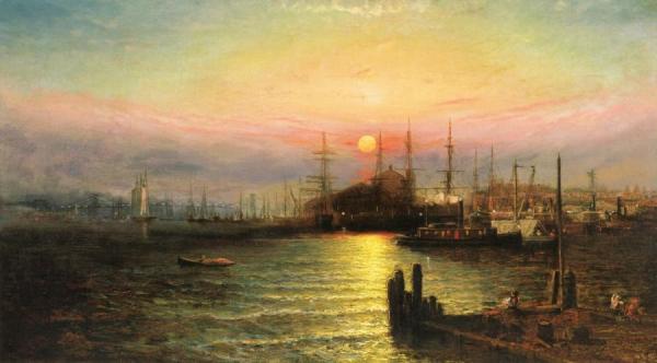 East River Scene, Brooklyn, N.y. by Elisha Taylor Baker