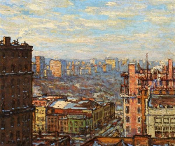 View Of Central Park West From Carnegie Hall by Elmer Livingston Macrae Oil Painting Reproductions