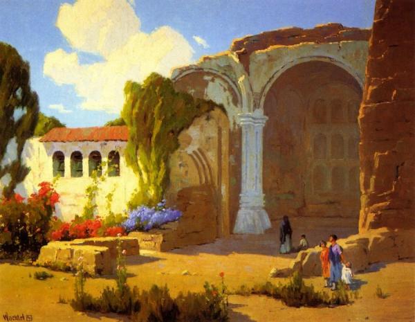 California Mission (san Juan Capistrano) by Elmer Wachtel Oil Painting Reproductions