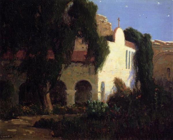 Moonlight, Mission San Juan Capistrano by Elmer Wachtel Oil Painting Reproductions